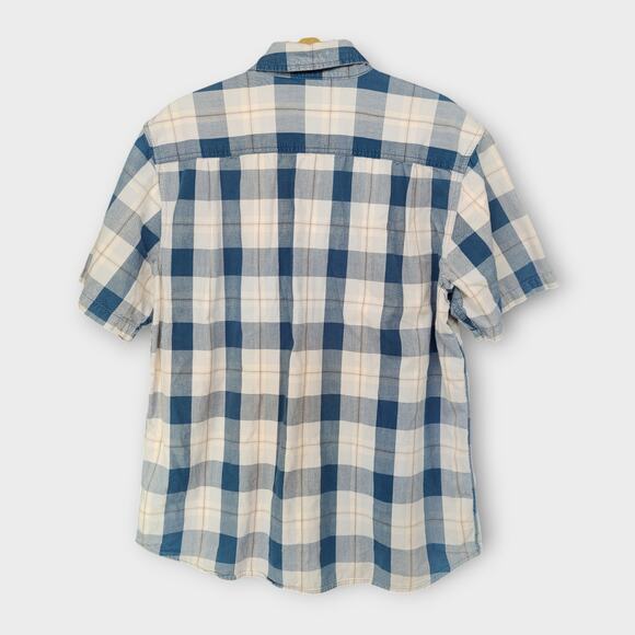 Mens Carhartt Relaxed Fit Short Sleeve Button Down Blue Plaid Size Large - Picture 4 of 4
